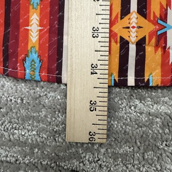 Rock & Roll Denim Shirt Mens XL Orange Blue Western Pearl Snap Aztec Retro - Picture 12 of 12